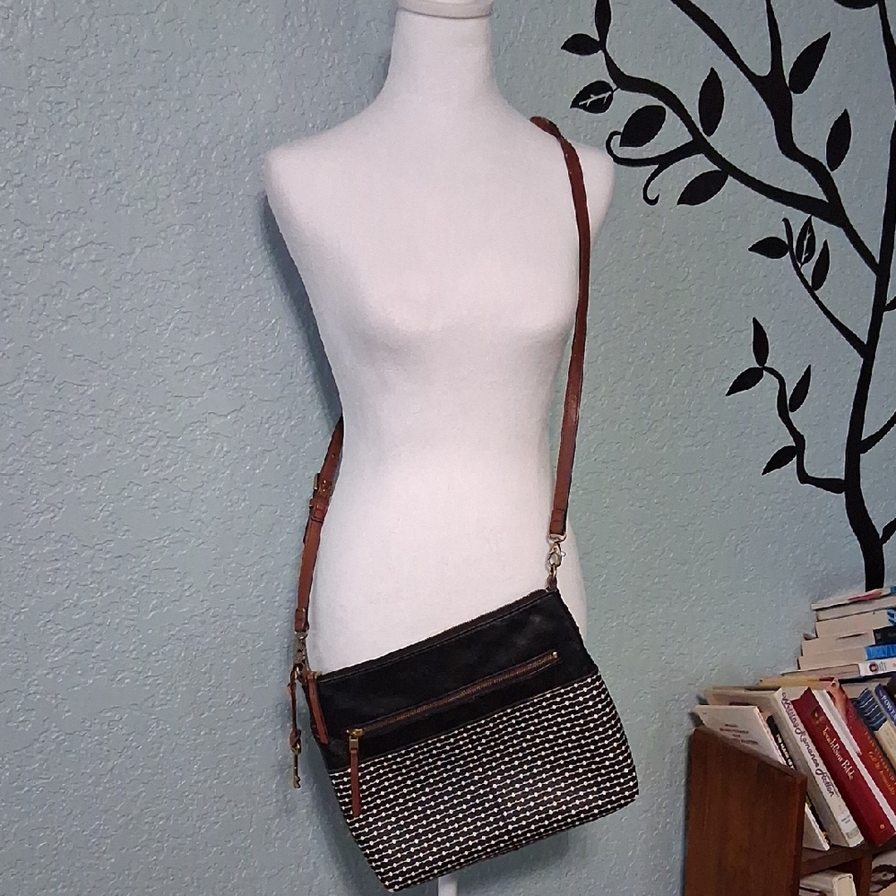 Fossil Black and Brown Crossbody Bag